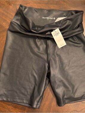 Abercrombie & Fitch Black Faux Leather Bike Shorts